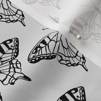 Swallowtail Butterflies Outline in Black and Grey - LG