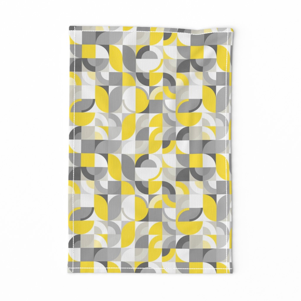 Sunny Abstract Bauhaus - Yellow and Gray - S