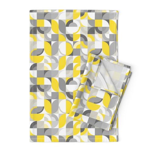 Sunny Abstract Bauhaus - Yellow and Gray - S