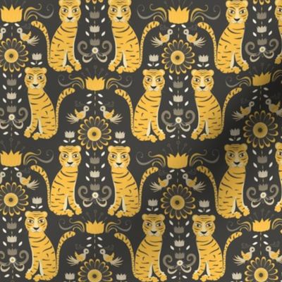 tiger damask yellow and grey