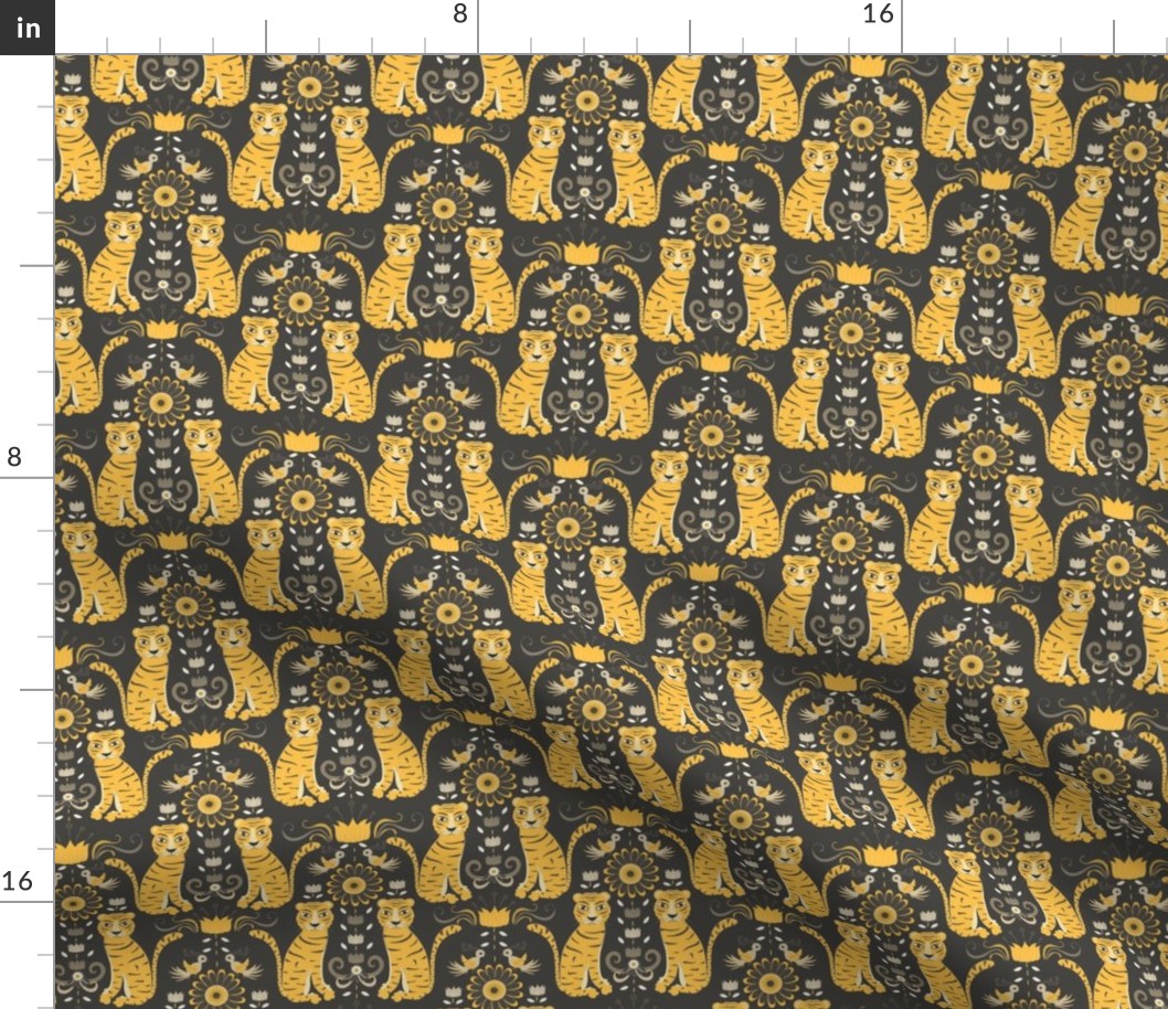 tiger damask yellow and grey