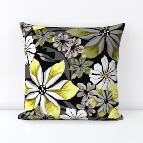 Pretty Yellow Flower and Gray Pillow