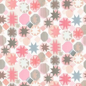 small scale patchwork stars / light pink mix