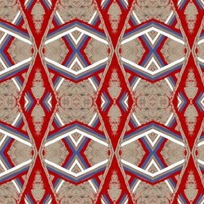 Arabian Canopy Taupe Red Blue White