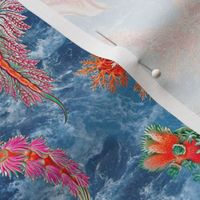 Ernst Haeckel Red  Hue Nudibranch on Ocean Water