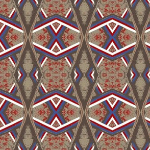 Arabian Canopy Taupe Blue Red White