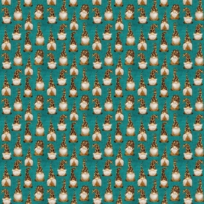 Leopard Gnomes on teal Burlap - extra small scale