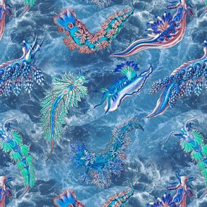 Ernst Haeckel Blue Hue Nudibranch on Ocean  Water