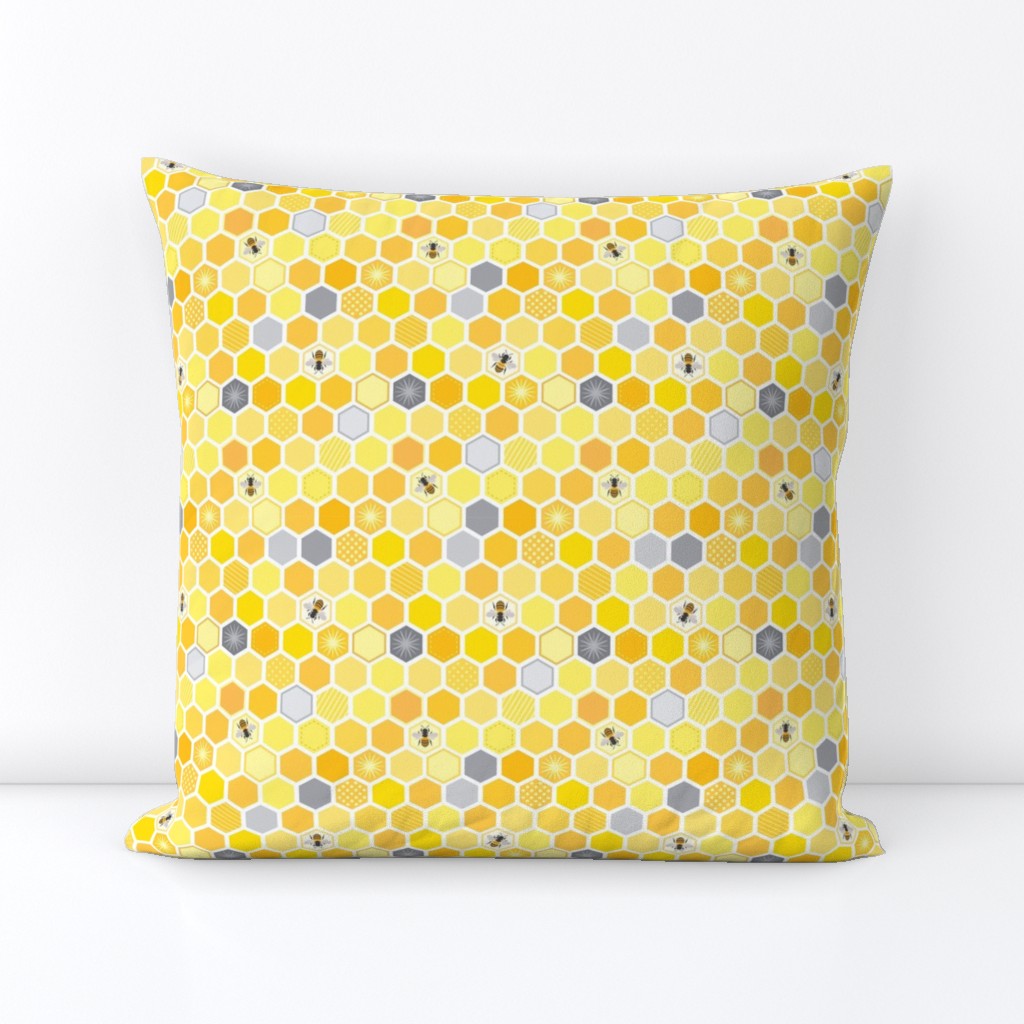 Honeycomb gray yellow - Small print