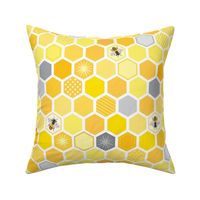 Honeycomb gray yellow - Large print