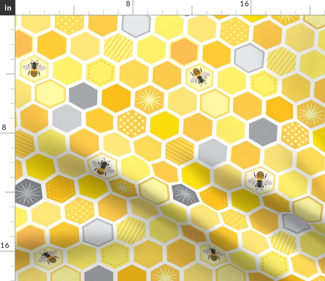 Honeycomb gray yellow - Large print