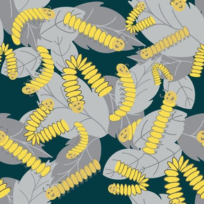 Yellow Caterpillars-Teal