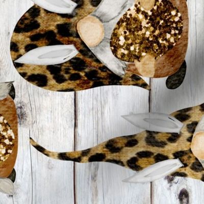 Leopard Bunny Gnomes on Shiplap Rotated - large scale