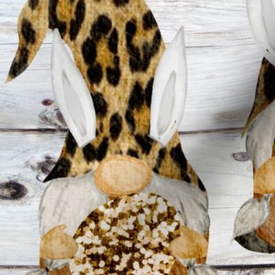 Leopard Bunny Gnomes on Shiplap - large scale