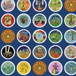 Motherpeace Tarot Cards repeating pattern/Blue, tarot cards, feminist, tarot, goddess
