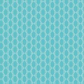 Turquoise Blue with White Geometric Squares Design