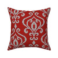 Damask red white beads texture large