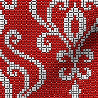 Damask red white beads texture large