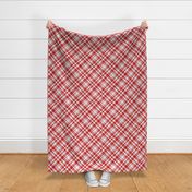 Simple large Tartan white red diagonal