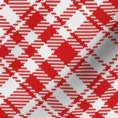 Simple large Tartan white red diagonal