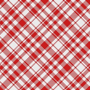 Simple large Tartan white red diagonal