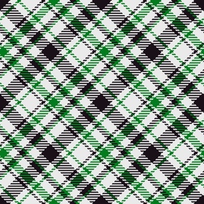 Christmas tartan green black white diagonal simple