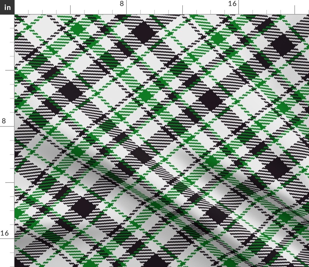 Christmas tartan green black white diagonal simple