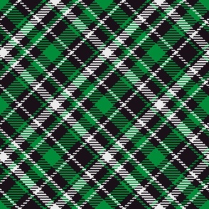 Tartan Christmas green black diagonal