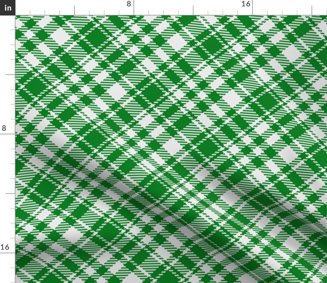 Retro Tartan green white diagonal