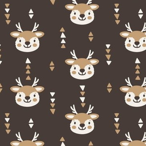 Cute deers. Gray-brown background