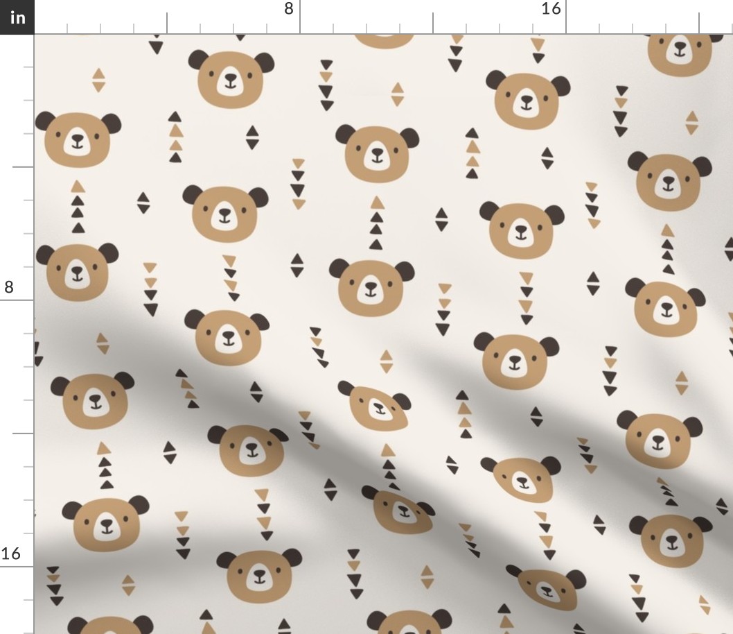 Cute bears. Beige background. Big scale