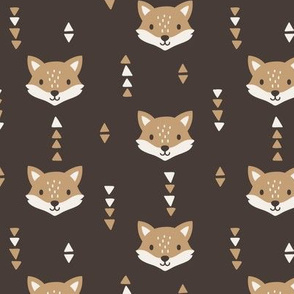 Cute fox. Dark oak background