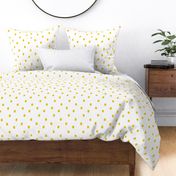 Golden Tigris White & Yellow Ikat Poka Dot Large Scale