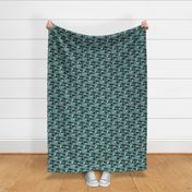 Black Cats & Coffee on Teal - Medium Scale