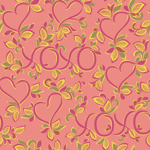 XOXO love heart ornate natural floral 