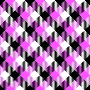 Tartan neon pink black diagonal check