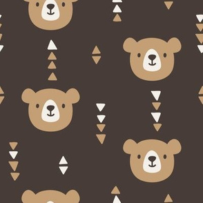 Cute bears. Dark oak background. Big scale