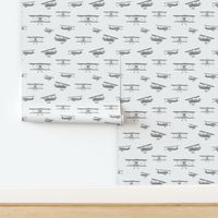 Grey retro airplanes - watercolor planes for baby boy nursery