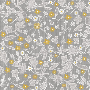 Grey Yellow Wildflowers 