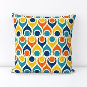 Mid-century modern atomic teardrops circles blue orange