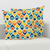 Mid-century modern atomic teardrops circles blue orange