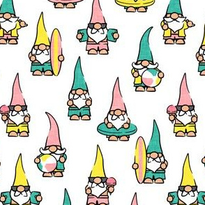 summer gnomes - summertime/beach - pink&teal / white - LAD21