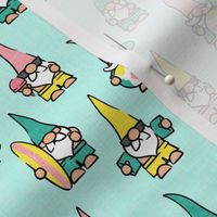 summer gnomes - summertime/beach - pink and teal on light teal - LAD21
