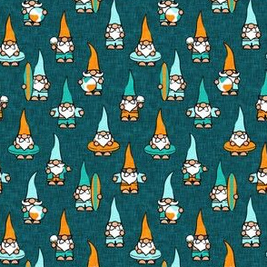 (small scale) summer gnomes - summertime/beach - orange on teal - LAD21
