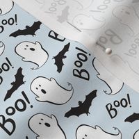 Cute Ghosts and Bats on Blue - Small