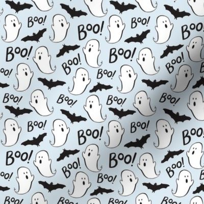 Cute Ghosts and Bats on Blue - Small