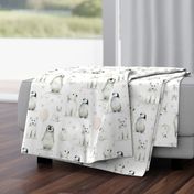 Baby Arctic Animals with Stars Balloons in Greige White for Kids