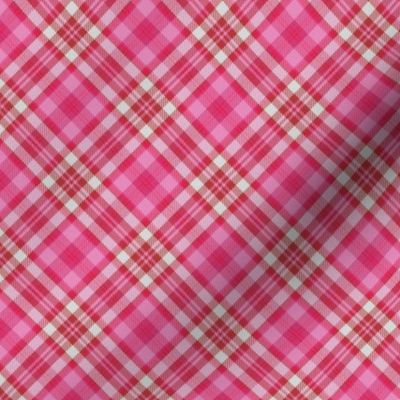 Hot Pink White Boxes Plaid 45 degree angle