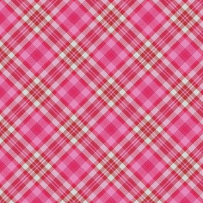 Hot Pink White Boxes Plaid 45 degree angle