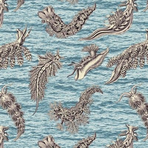 Ernst Haeckel Aubergine Nudibranch  Cerulean Ocean Waves